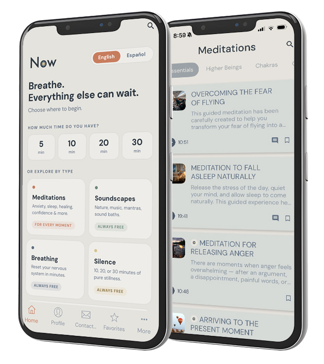 Now. app screens in English